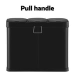 Pedal Bins Rubbish Bin Triple Compartments Waste Recycle Dustbins 45L