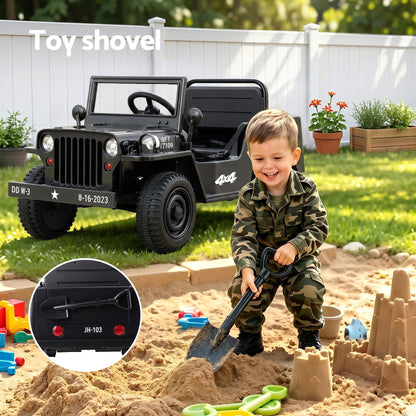 Rigo Kids Electric Ride On Car Jeep Military Off Road Remote 12V Black