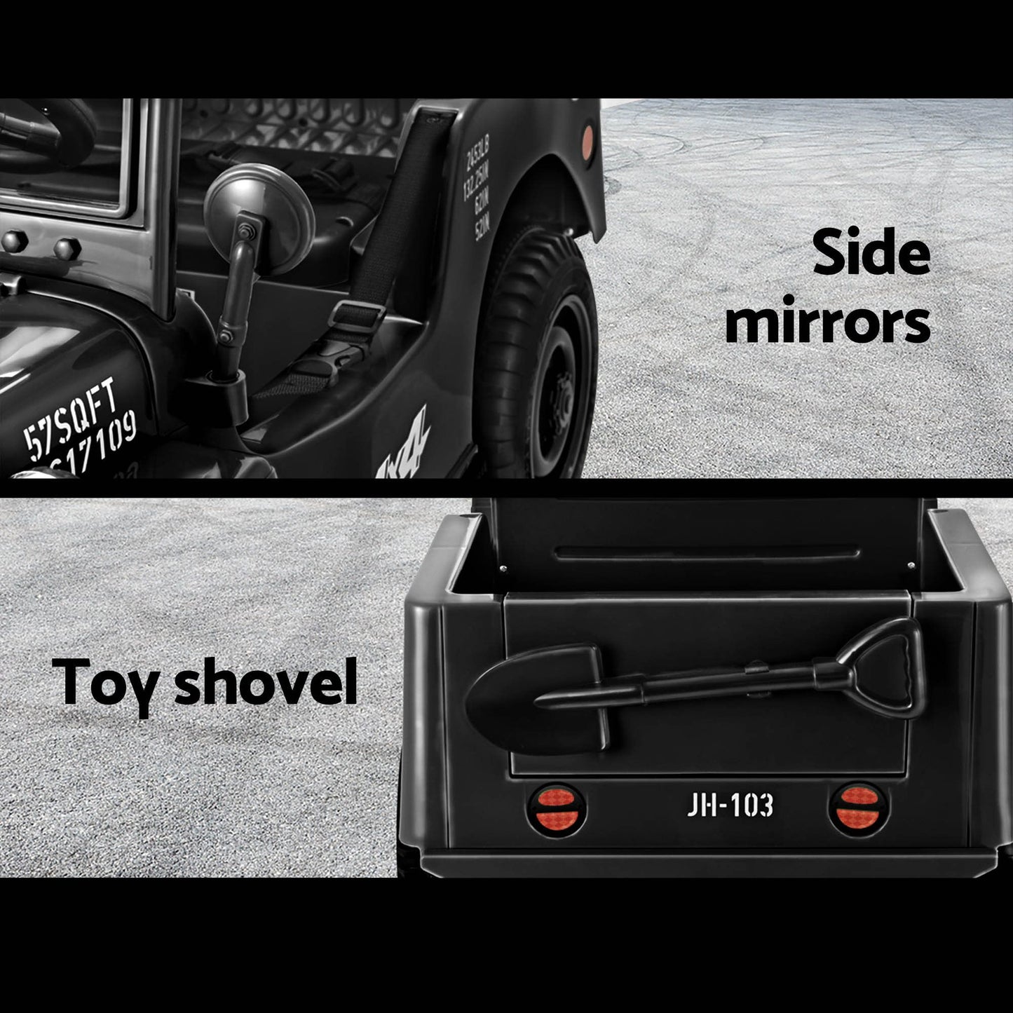 Rigo Kids Electric Ride On Car Jeep Military Off Road Remote 12V Black