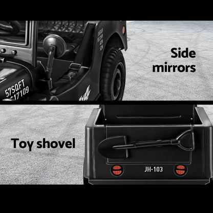 Rigo Kids Electric Ride On Car Jeep Military Off Road Remote 12V Black