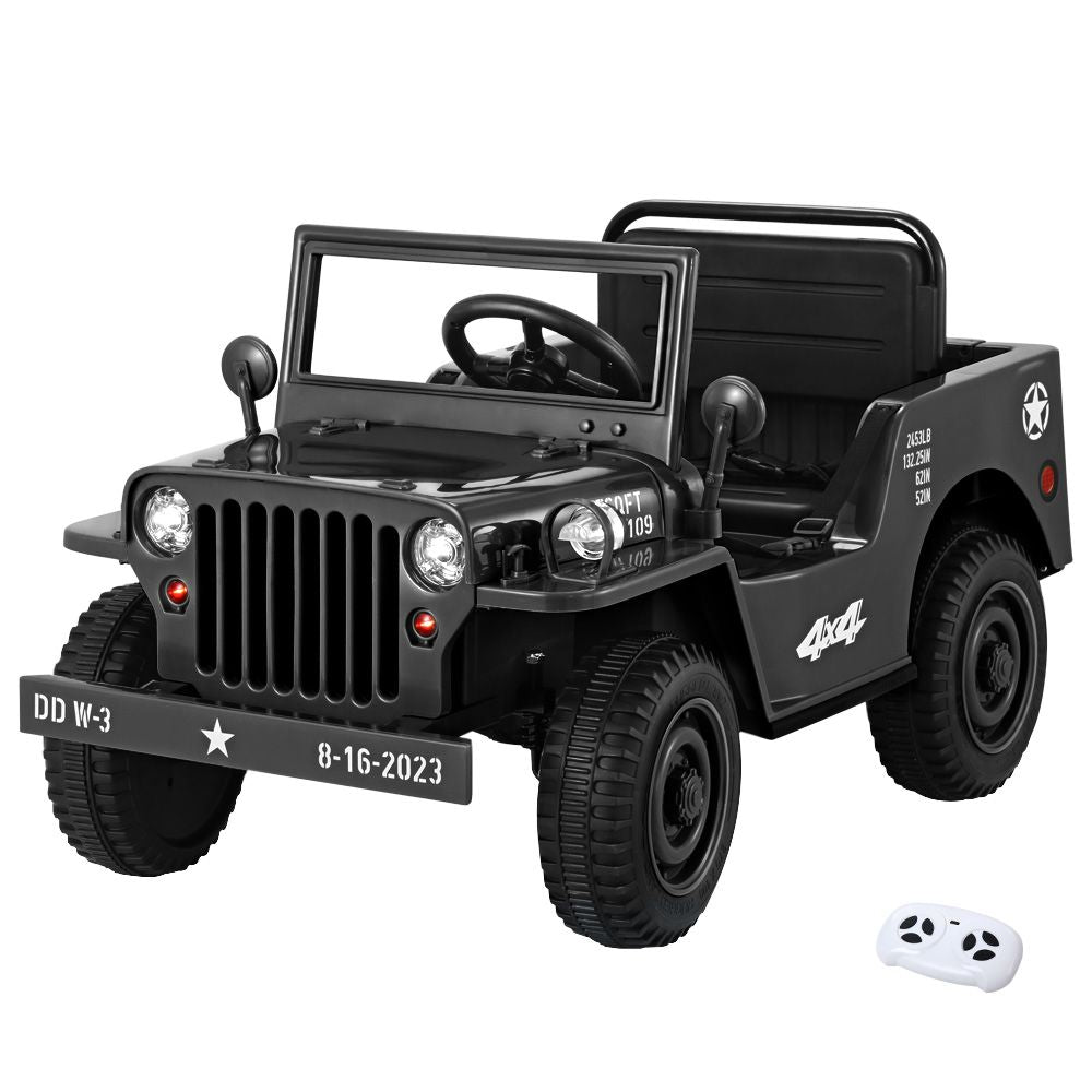 Rigo Kids Electric Ride On Car Jeep Military Off Road Remote 12V Black