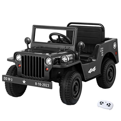 Rigo Kids Electric Ride On Car Jeep Military Off Road Remote 12V Black
