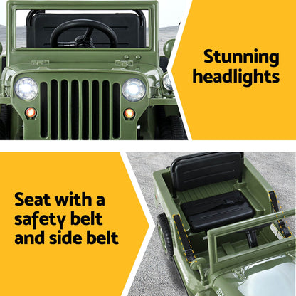 Rigo Kids Electric Ride On Car Jeep Military Off Road Remote 12V Olive