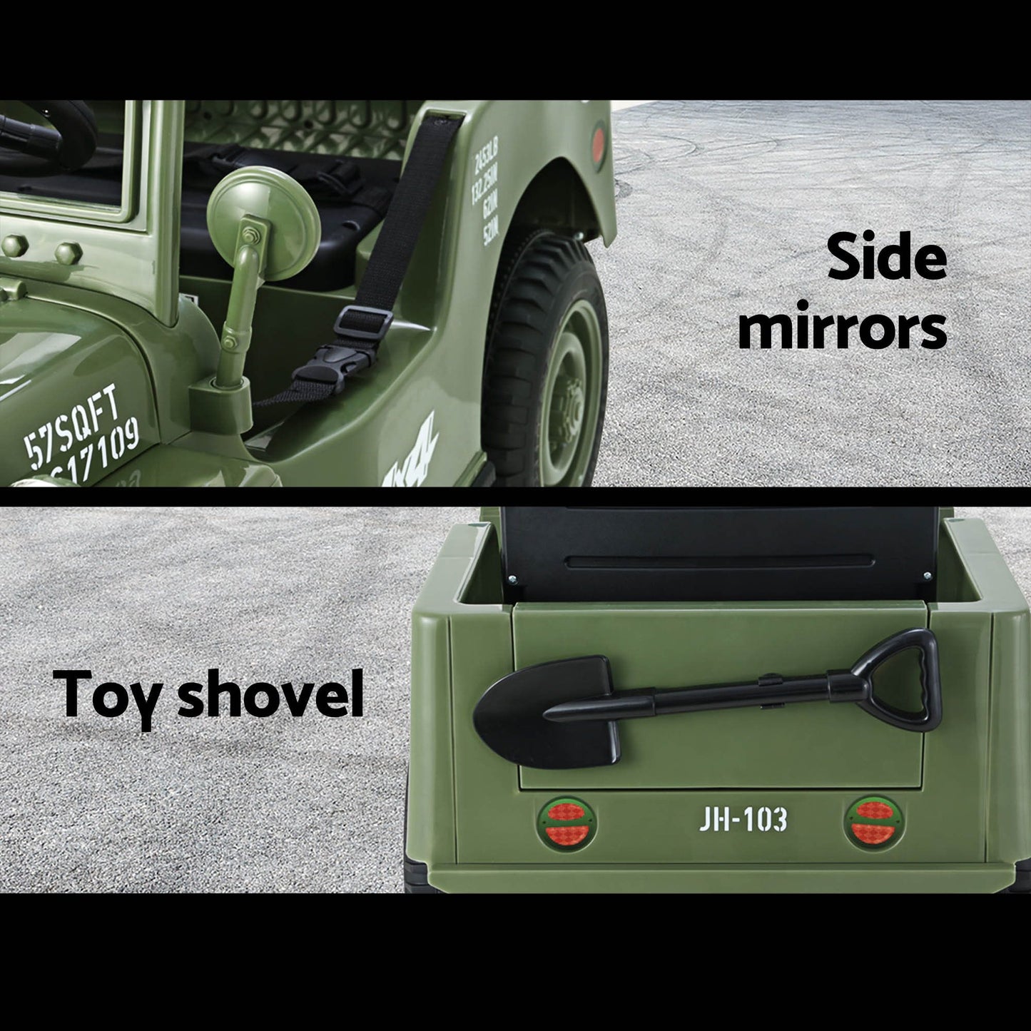 Rigo Kids Electric Ride On Car Jeep Military Off Road Remote 12V Olive