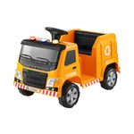 Kids Ride-On Garbage Truck with Police Lights 12V Yellow