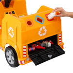 Kids Ride-On Garbage Truck with Police Lights 12V Yellow