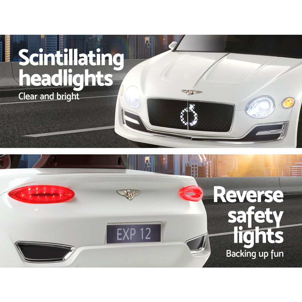 Kids Electric Ride On Car Bentley Licensed Exp12 Toy Cars Remote 12V White