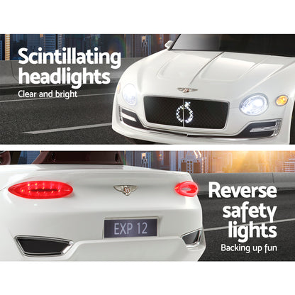 Kids Electric Ride On Car Bentley Licensed Exp12 Toy Cars Remote 12V White