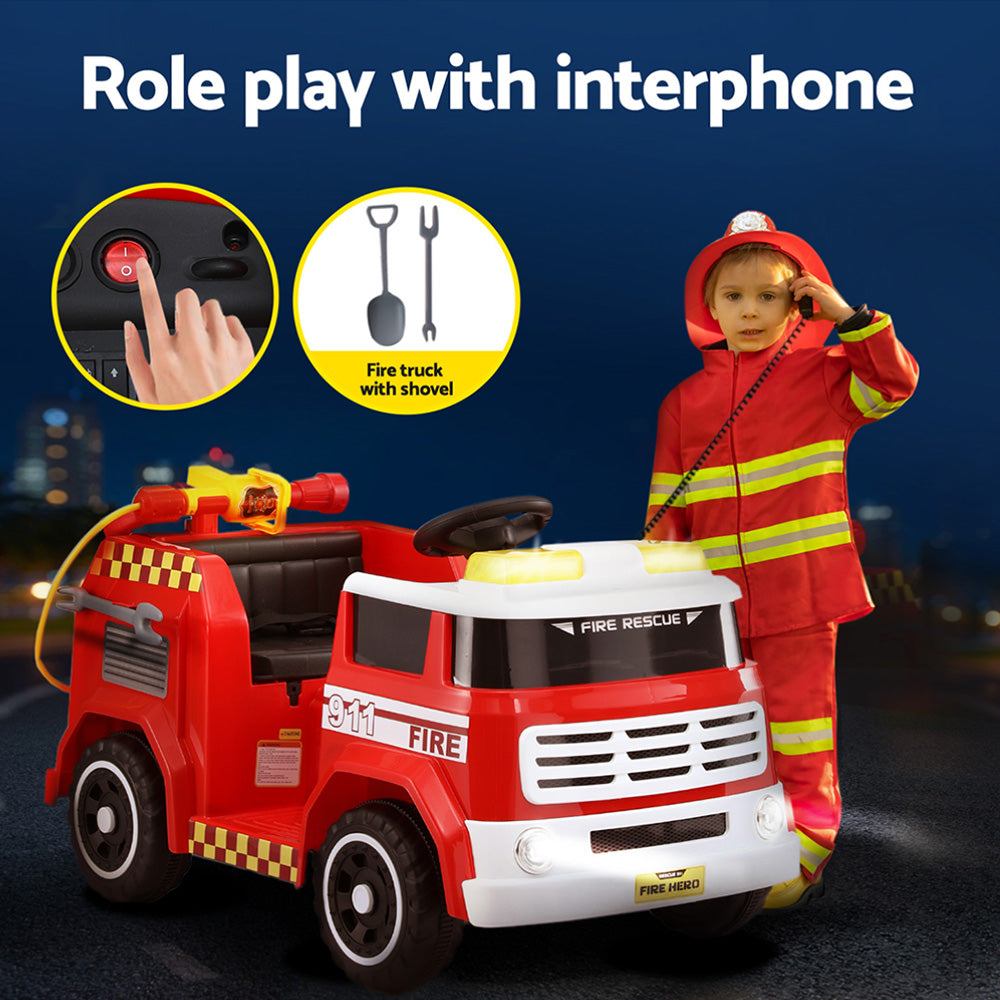 Kids Ride On Car Electric Fire Engine Fighting Truck with Water Gun Music