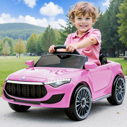 12V Pink Kids Electric Ride-On Car with Headlight & Music