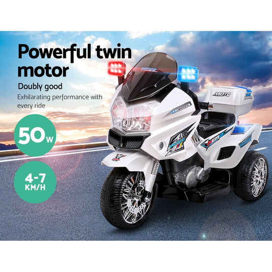 Rigo Kids Electric Ride On Patrol Police Car Bmw-Inspired S1K 6V Battery White