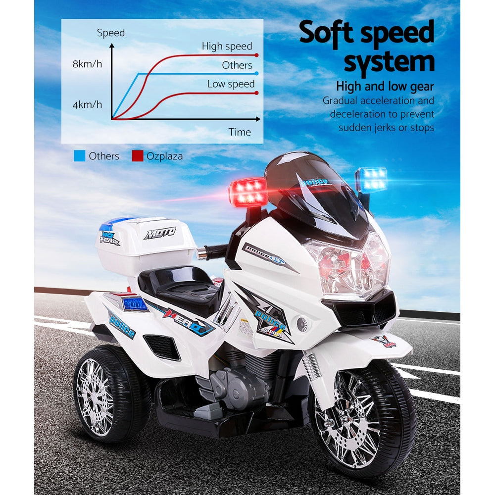 Rigo Kids Electric Ride On Patrol Police Car Bmw-Inspired S1K 6V Battery White