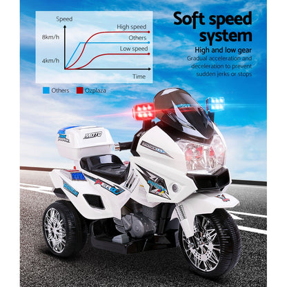 Rigo Kids Electric Ride On Patrol Police Car Bmw-Inspired S1K 6V Battery White