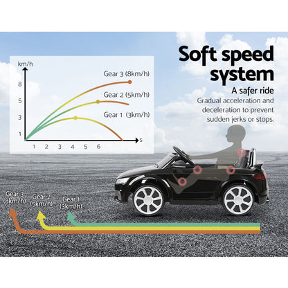 Kids Electric Ride On Car Audi Licensed Ttrs Toy Cars Remote 12V Battery Black