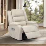 Recliner Chair Padded Lounge With Side Pocket Polyester Grey & Beige