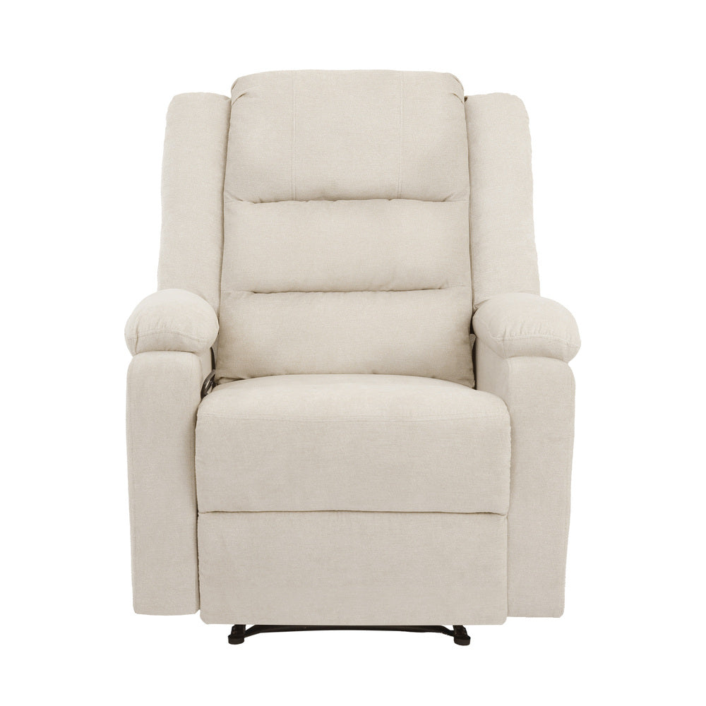 Recliner Chair Padded Lounge With Side Pocket Polyester Grey & Beige