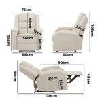 Recliner Chair Padded Lounge With Side Pocket Polyester Grey & Beige
