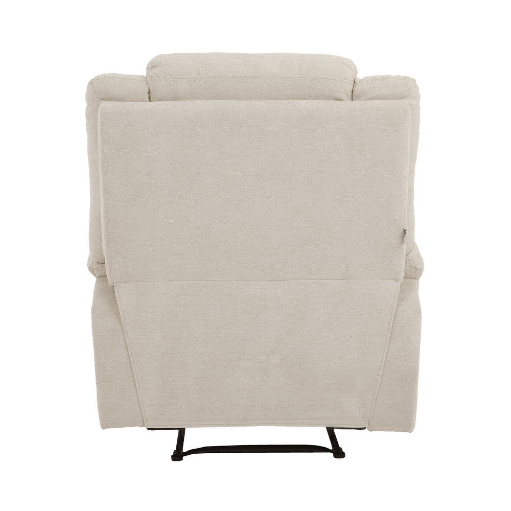 Recliner Chair Padded Lounge With Side Pocket Polyester Grey & Beige