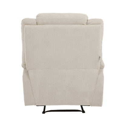 Recliner Chair Padded Lounge With Side Pocket Polyester Grey & Beige