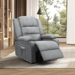 Recliner Chair Padded Lounge With Side Pocket Polyester Grey & Beige