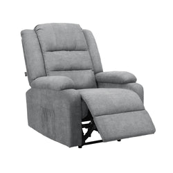 Recliner Chair Padded Lounge With Side Pocket Polyester Grey & Beige