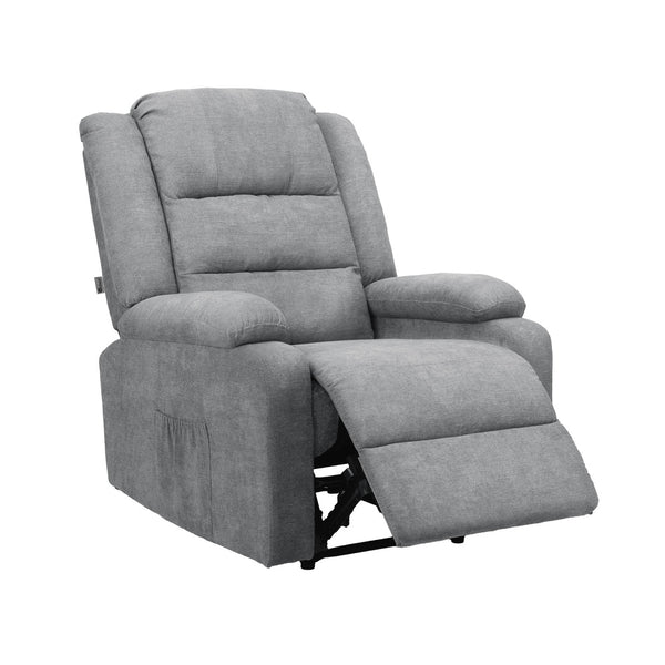  Recliner Chair Padded Lounge With Side Pocket Polyester Grey & Beige