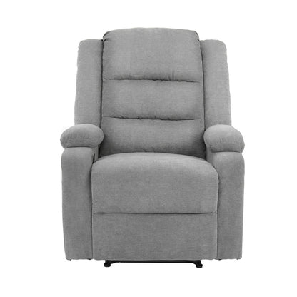 Recliner Chair Padded Lounge With Side Pocket Polyester Grey & Beige