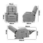 Recliner Chair Padded Lounge With Side Pocket Polyester Grey & Beige