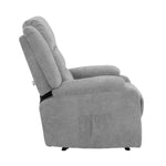 Recliner Chair Padded Lounge With Side Pocket Polyester Grey & Beige