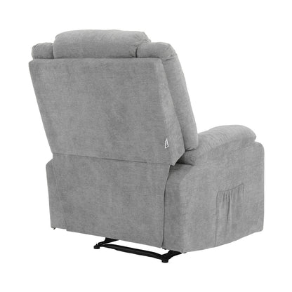 Recliner Chair Padded Lounge With Side Pocket Polyester Grey & Beige