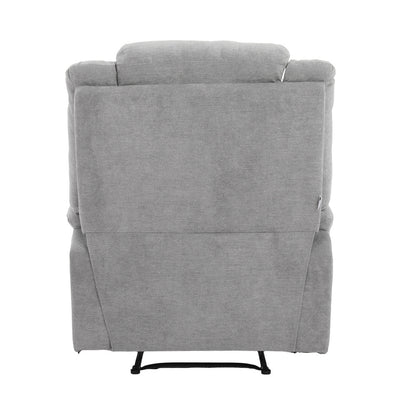 Recliner Chair Padded Lounge With Side Pocket Polyester Grey & Beige