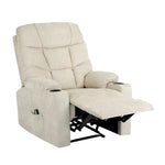Recliner Chair Electric Massage Chairs Heated Polyester Beige
