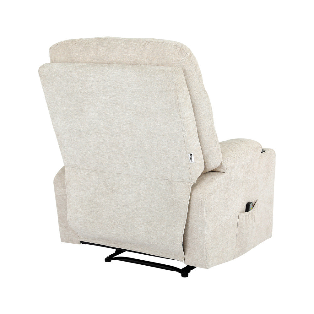 Recliner Chair Electric Massage Chairs Heated Polyester Beige