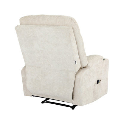 Recliner Chair Electric Massage Chairs Heated Polyester Beige
