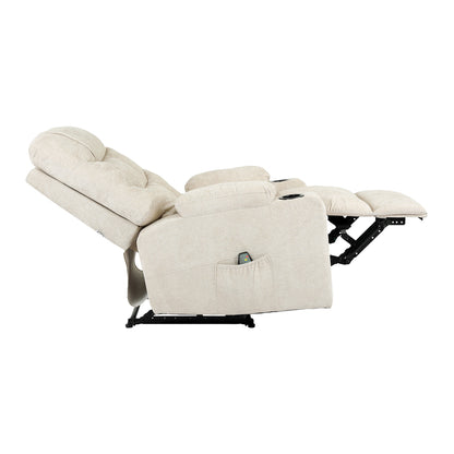 Recliner Chair Electric Massage Chairs Heated Polyester Beige