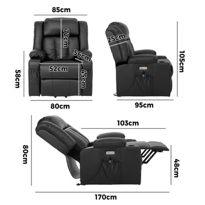 Electric Lift Massage Recliner Chair Black | HomeAndLiving