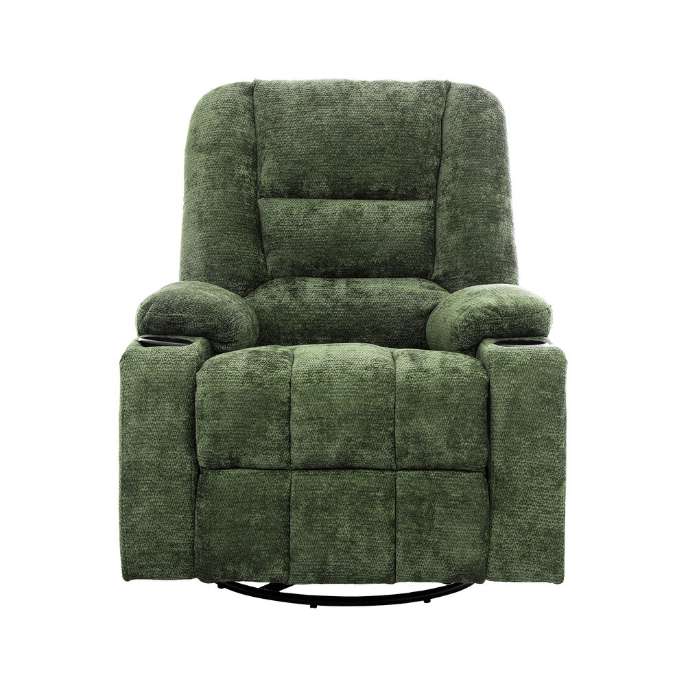 Recliner Chair 360 Swivel Heated Electric Massage Chair Green