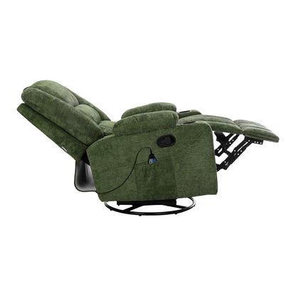 Recliner Chair 360 Swivel Heated Electric Massage Chair Green