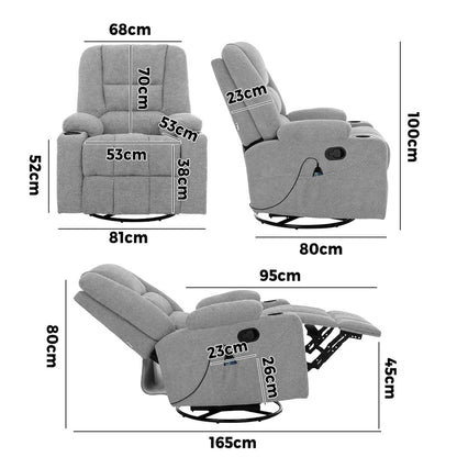 Electric Recliner Massage Chair 360 Swivel | HomeAndLiving