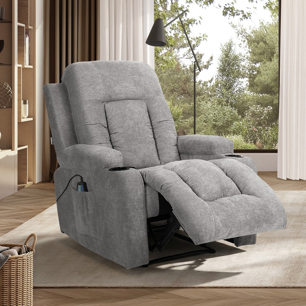 Heated Massage Recliner Armchair Grey | HomeAndLiving