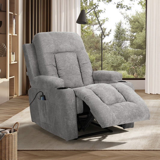 Heated Massage Recliner Armchair Grey | HomeAndLiving - 7