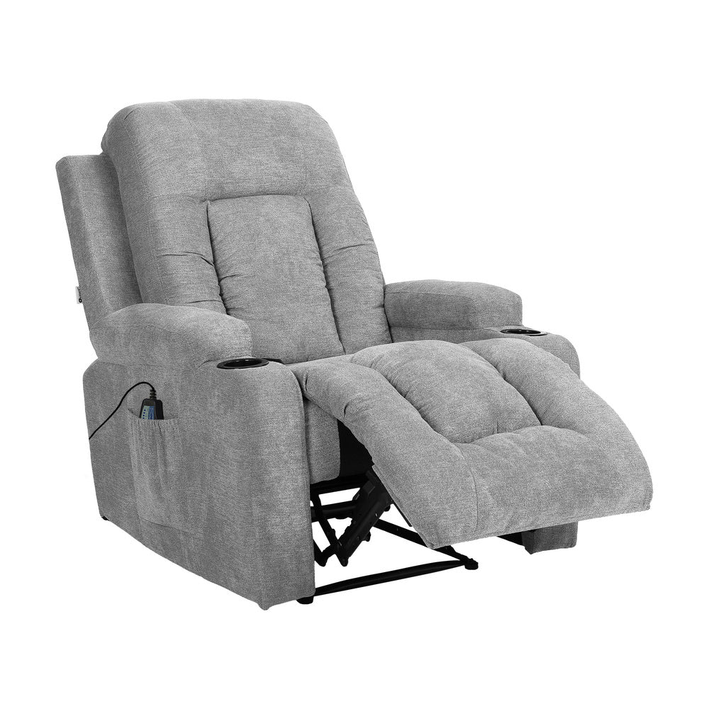 Heated Massage Recliner Armchair Grey | HomeAndLiving