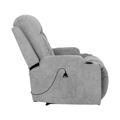 Heated Massage Recliner Armchair Grey | HomeAndLiving