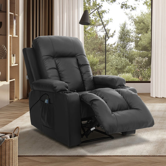 Heated Massage Recliner Chair PU Leather | HomeAndLiving - 3