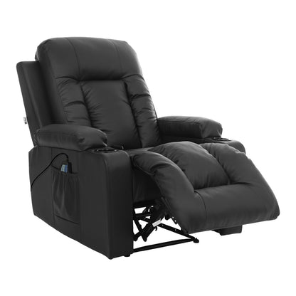 Heated Massage Recliner Chair PU Leather | HomeAndLiving