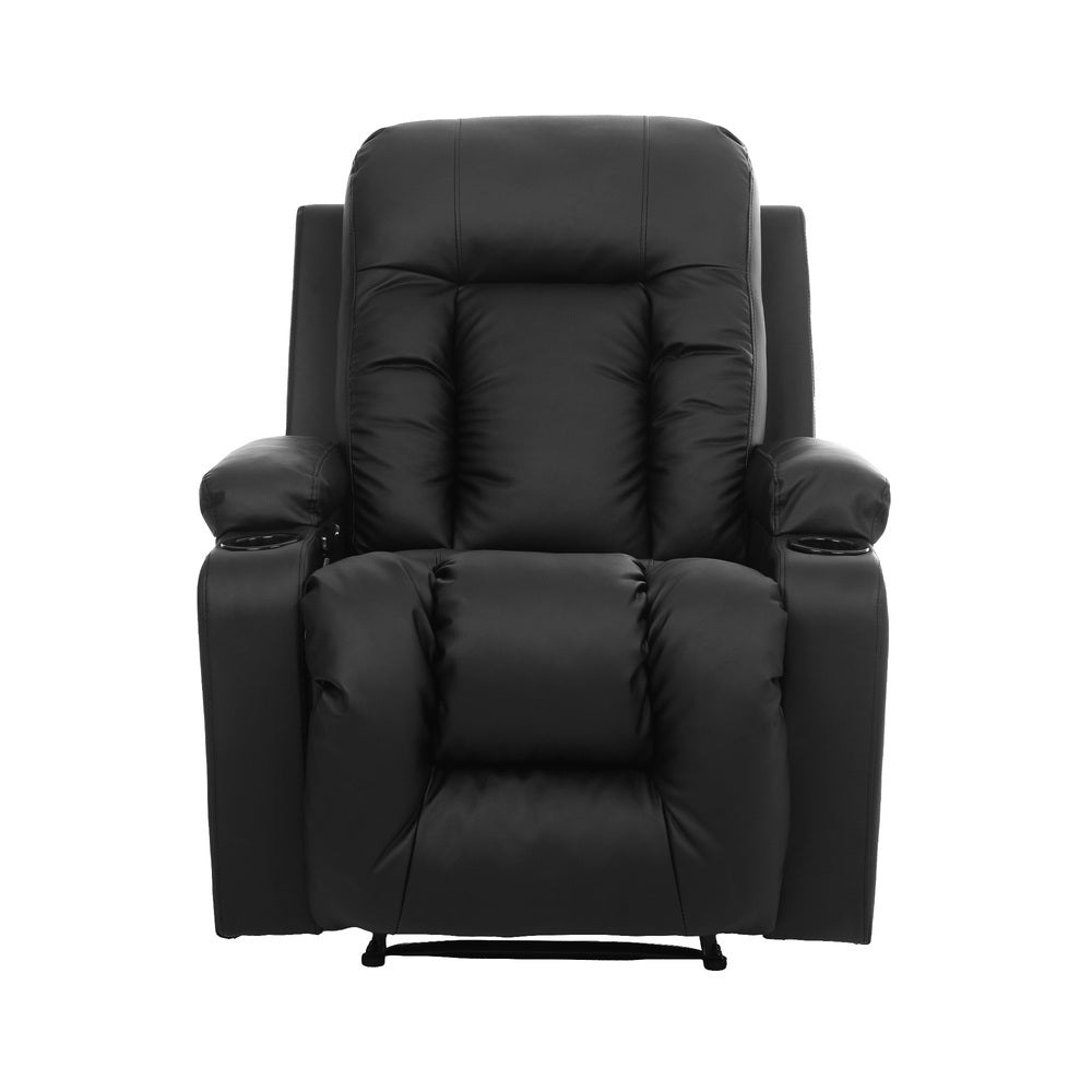 Heated Massage Recliner Chair PU Leather | HomeAndLiving