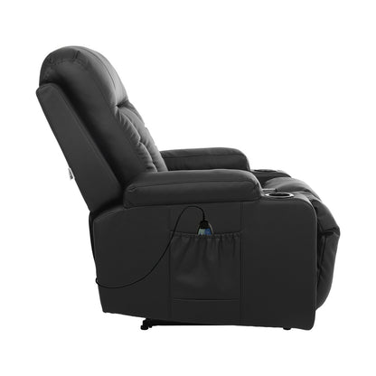 Heated Massage Recliner Chair PU Leather | HomeAndLiving