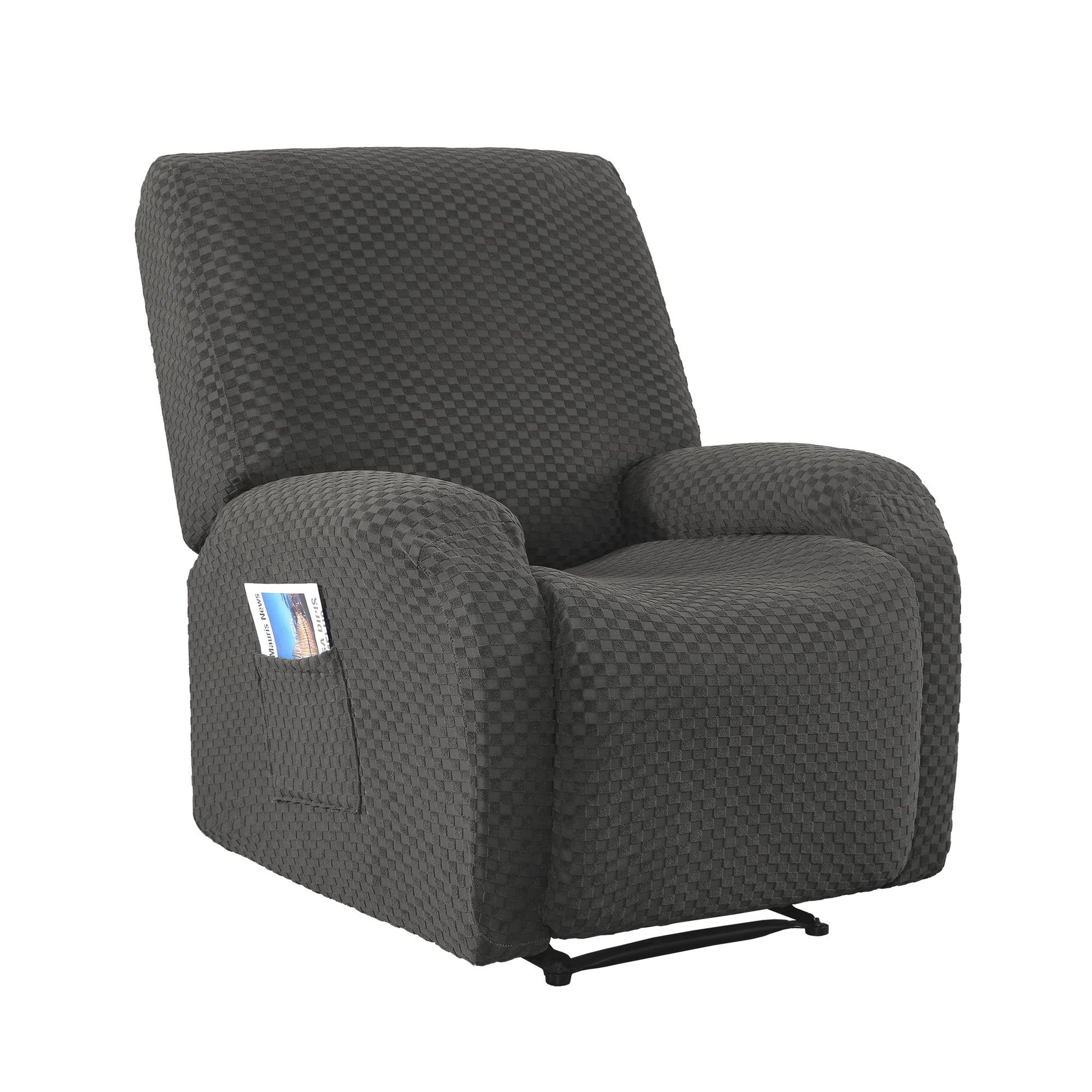 Recliner Chair Cover Grey Storage Pockets | HomeAndLiving - 2