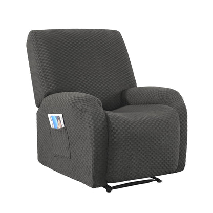 Recliner Chair Cover Grey Storage Pockets | HomeAndLiving - 2