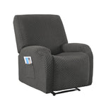 Recliner Chair Cover Grey Storage Pockets | HomeAndLiving